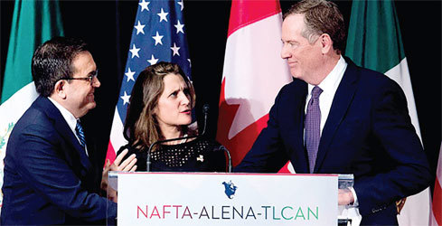 Các nhà đàm phán của Mỹ, Canada, Mexico tại vòng đàm phán NAFTA lần thứ 6 ở Montreal, Canada. Nguồn: Internet