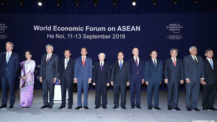 Thủ tướng Nguyễn Xuân Phúc và các đại biểu tham dự Hội nghị WEF ASEAN 2018. Nguồn: Internet