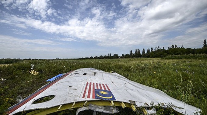 Một mảnh vỡ của chiếc máy bay MH17 bị bắn tại Ukraine (ảnh chụp hôm 20/7). Nguồn: internet