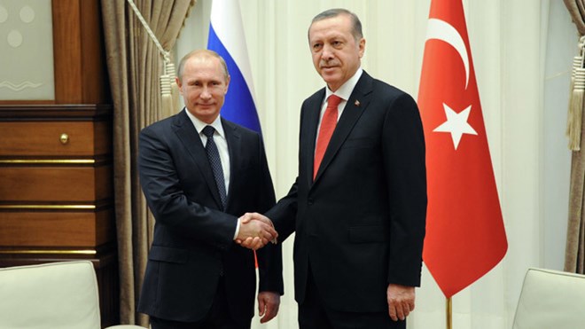 Tổng thống Nga Vladimir Putin và người đồng cấp Thổ Nhĩ Kỳ Recep Tayyip Erdogan tại Ankara (thủ đô TNK) ngày 1/12/2014. Nguồn: internet