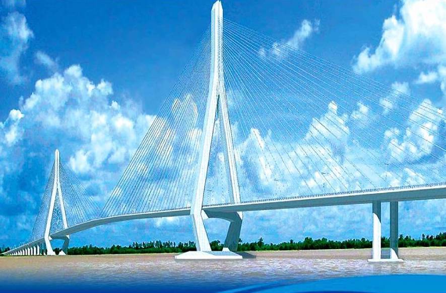 Cầu Cần Thơ nằm trên tuyến Quốc lộ 1, nối Cần Thơ và Vĩnh Long. Ảnh: MeeyMap.