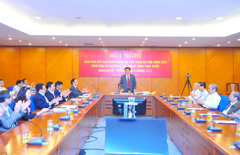Ban cán sự Đảng Bộ Tài chính báo cáo kết quả kiểm điểm tự phê bình và phê bình theo Nghị quyết Trung ương 4 khoá XI