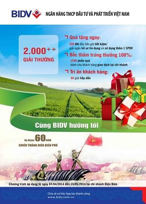 BIDV khuyến mại lớn nhân kỷ niệm 60 năm chiến thắng Điện Biên