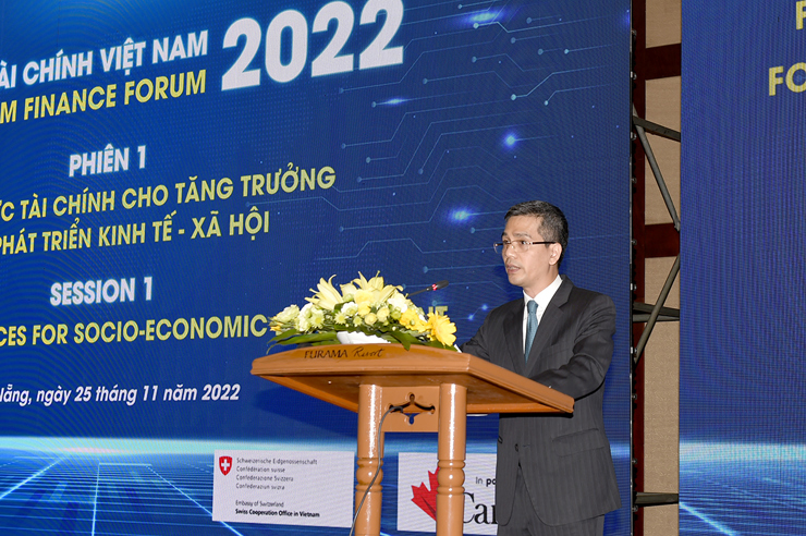 Thứ trưởng Võ Thành Hưng phát biểu khai mạc Diễn đàn Tài chính Việt Nam 2022.