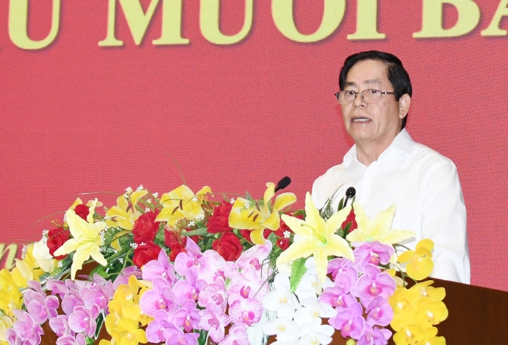  Đồng chí Phạm Viết Thanh -Bí thư Tỉnh ủy Bà Rịa - Vũng Tàu phát biểu tại hội nghị Ảnh: Báo Bà Rịa - Vũng Tàu