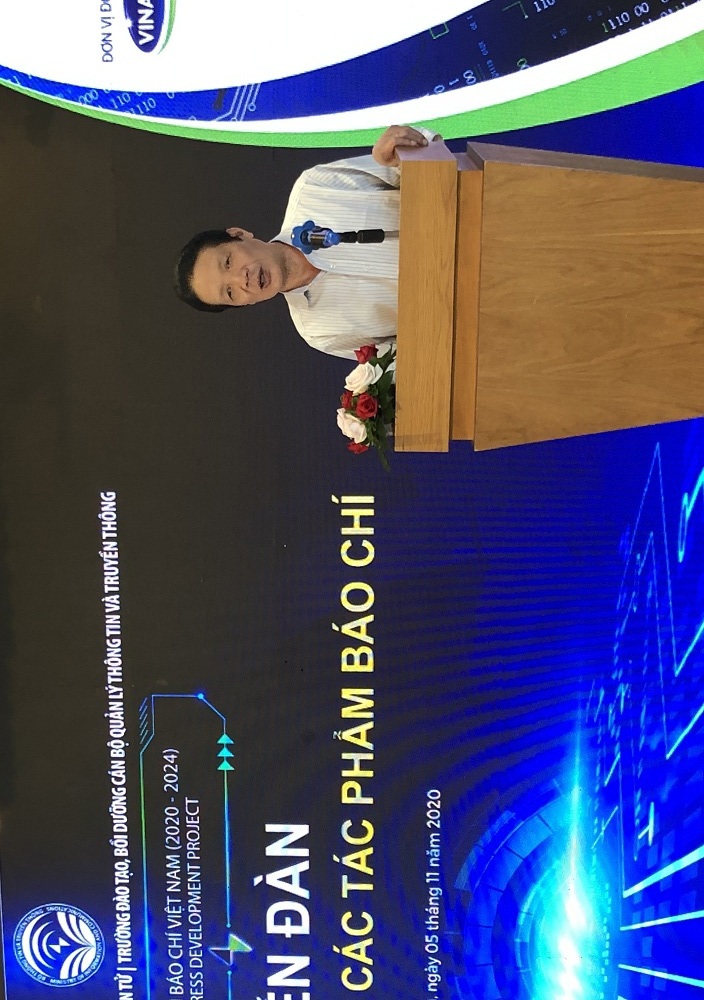 Thứ trưởng Bộ Thông tin và truyền thông Hoàng Vĩnh Bảo phát biểu tại diễn đàn. Ảnh TS