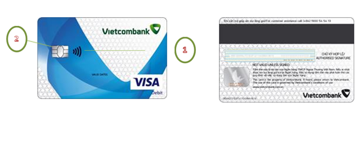 H&igrave;nh ảnh ph&acirc;n biệt thẻ chip contactless- V&iacute; dụThẻ ghi nợ quốc tế Vietcombank Visa ConnecT24