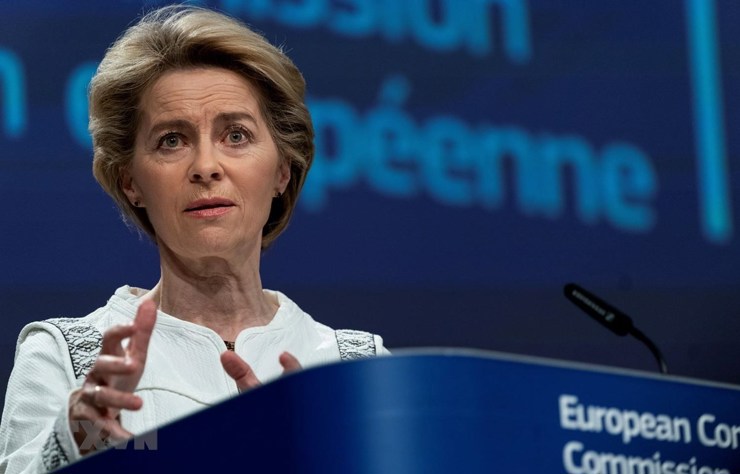 Chủ tịch Ủy ban châu Âu (EC) Ursula von der Leyen tại cuộc họp báo ở Brussels, Bỉ, ngày 4/12.