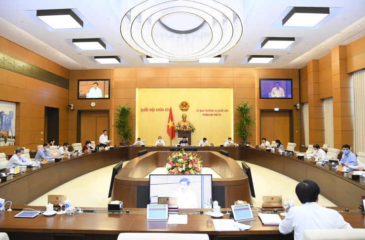 Toàn cảnh phiên họp thứ 57 của Ủy ban Thường vụ Quốc hội diễn ra vào chiều ngày 14/6. Nguồn: quochoi.vn