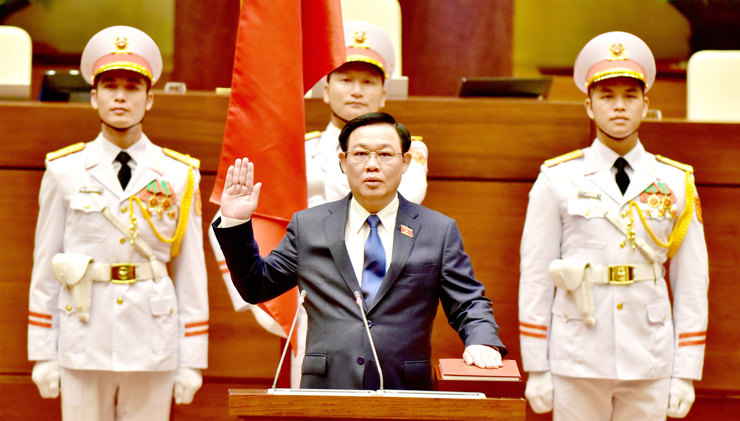 Ông Vương Đình Huệ Chủ tịch Quốc hội khóa XV tuyên thệ nhận chức.