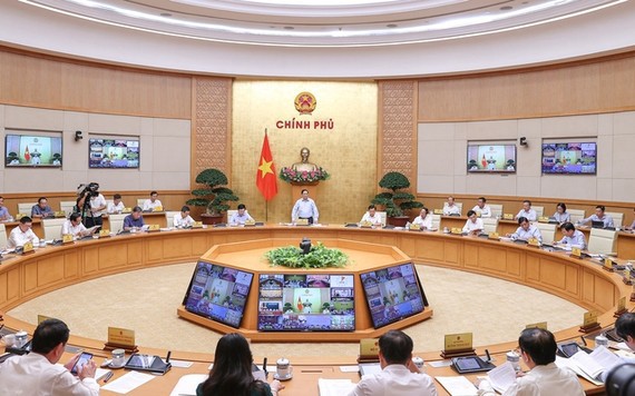 Thủ tướng Phạm Minh Chính chủ trì phiên họp Chính phủ thường kỳ tháng 7/2022. Ảnh: chinhphu.vn