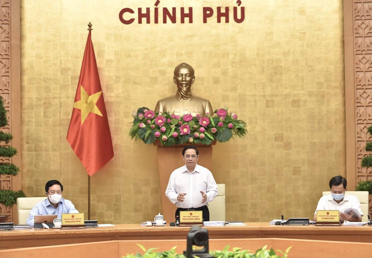 Thủ tướng Chính phủ Phạm Minh Chính chủ trì Phiên họp trực tuyến toàn quốc với các địa phương về tình hình kinh tế - xã hội tháng 8 và 8 tháng đầu năm 2021. Nguồn: chinhphu.vn