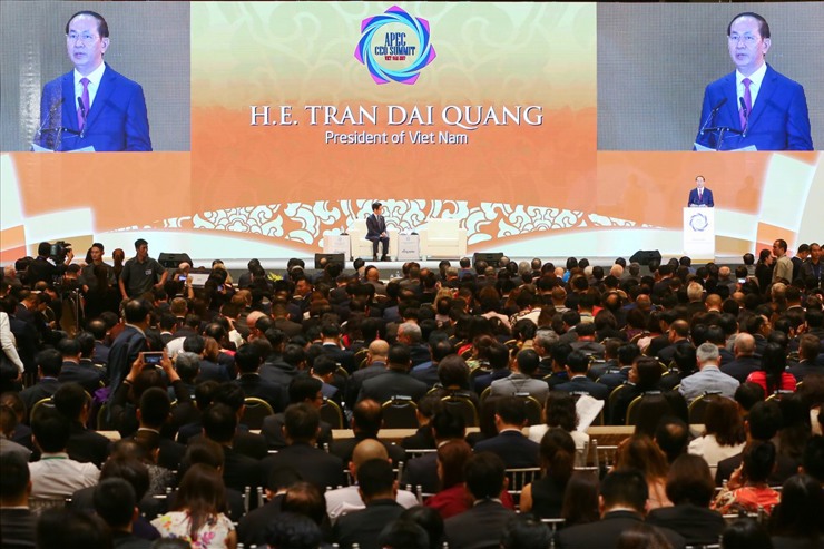 Chủ tịch nước Trần Đại Quang đã đến dự và phát biểu khai mạc Hội nghị Thượng đỉnh Doanh nghiệp APEC 2017