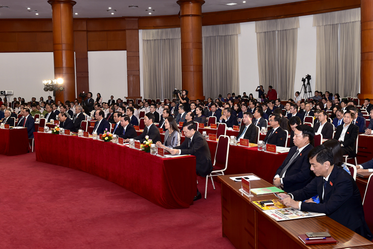Toàn cảnh Đại hội Thi đua yêu nước ngành Tài chính lần thứ V, giai đoạn 2021-2025 tổ chức ngày 31/10/2020 tại điểm cầu Hà Nội.