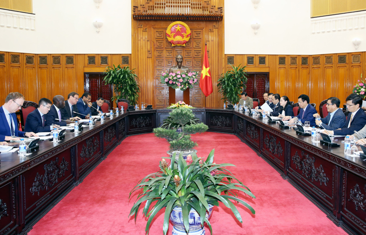 Hội đàm bàn tròn giữa lãnh đạo Việt Nam và lãnh đạo WB về cải cách DNNN. Nguồn: chinhphu.vn