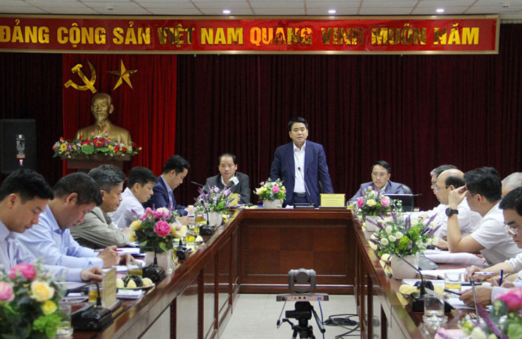 Chủ tịch UBND TP. Hà Nội Nguyễn Đức Chung phát biểu kết luận tại buổi làm việc với Cục Thuế TP. Hà Nội. Nguồn: internet