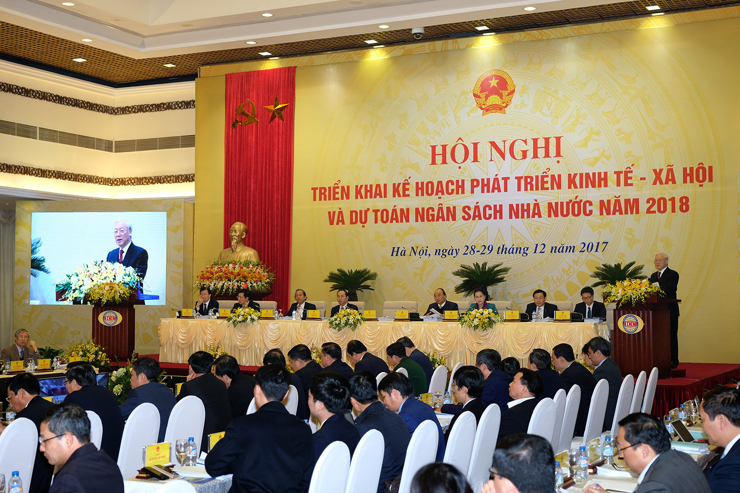 Tổng Bí thư Nguyễn Phú Trọng phát biểu tại hội nghị. Ảnh VGP/Quang Hiếu