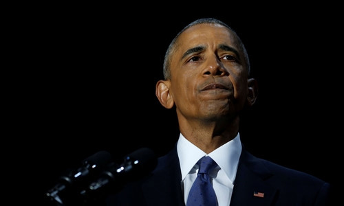 Tổng thống Obama khi phát biểu chia tay tại Chicago. Nguồn: internet.