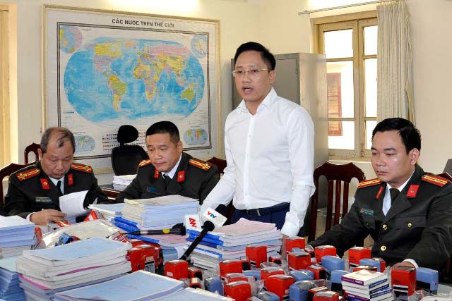 Phó cục trưởng Cục Thuế TP. Hà Nội Mai Sơn tại buổi công bố thông tin. ảnh: Cục Thuế HN