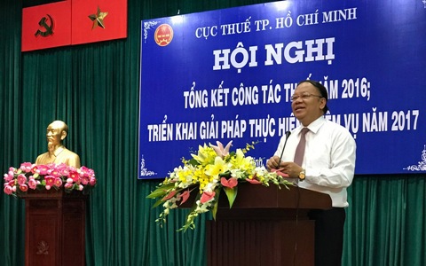 Tổng cục trưởng Tổng cục Thuế Bùi Văn Nam phát biểu chỉ đạo tại hội nghị. Ảnh Đ.Doãn