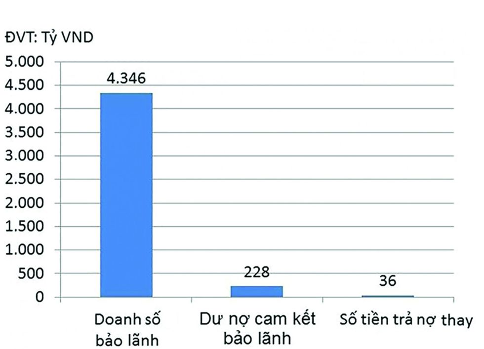 Hoạt động của các Quỹ Bảo lãnh tín dụng chưa hỗ trợ nhiều cho các doanh nghiệp. (Biểu đồ: Kết quả bảo lãnh tín dụng năm 2019 của các QBLTD)