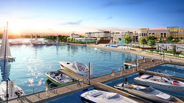 Tổ hợp quảng trường - bến du thuyền Aqua Marina tại Aqua City. Ảnh: NVL