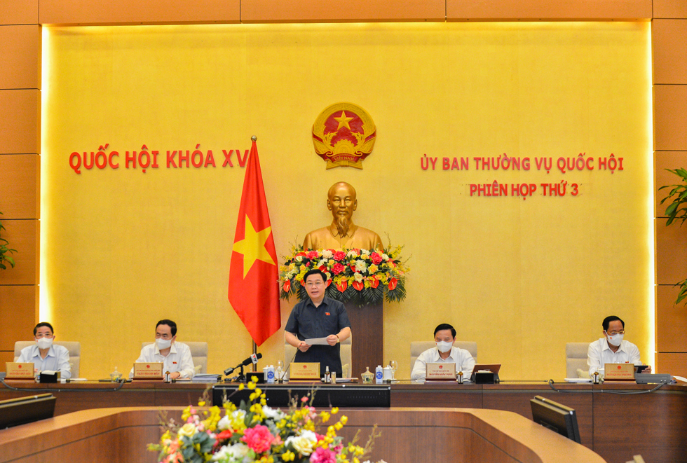 Chủ tịch Quốc hội Vương Đình Huệ phát biểu khai mạc Phiên họp. Nguồn: quochoi.vn.